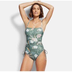 Seafolly Balinese Retreat Maillot One Piece Olive Leaf size USA 8 AU 12DD